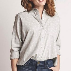 Current elliott the boyfriend shirt gray raw hem button up shirt